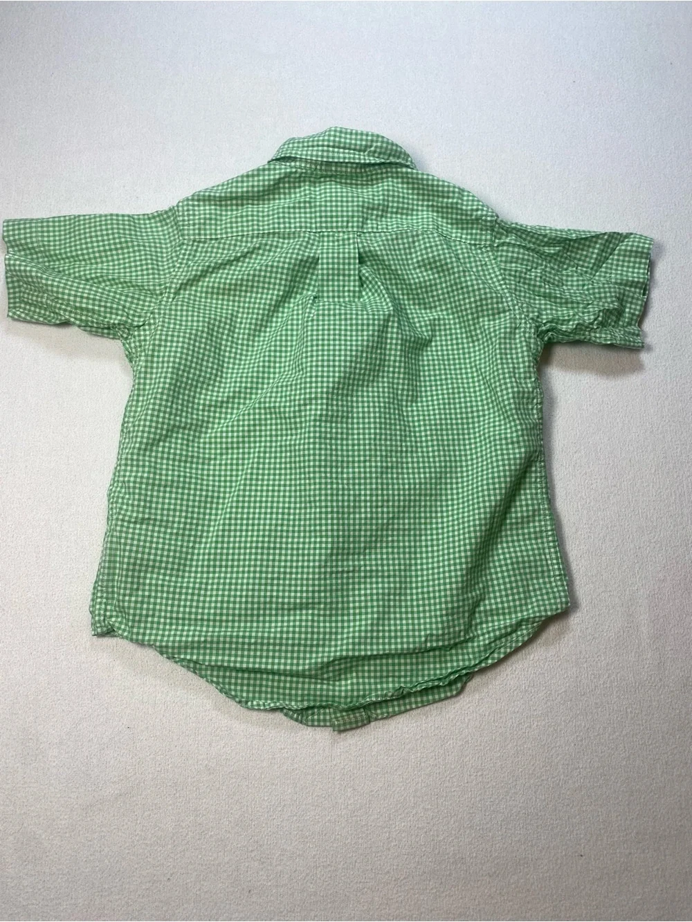 Ralph Lauren Green Gingham Short-Sleeve Button-Down Shirt size 4/4T